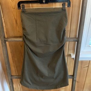 Victoria’s Secret strapless ruched tunic fitted tank, army green, size Large